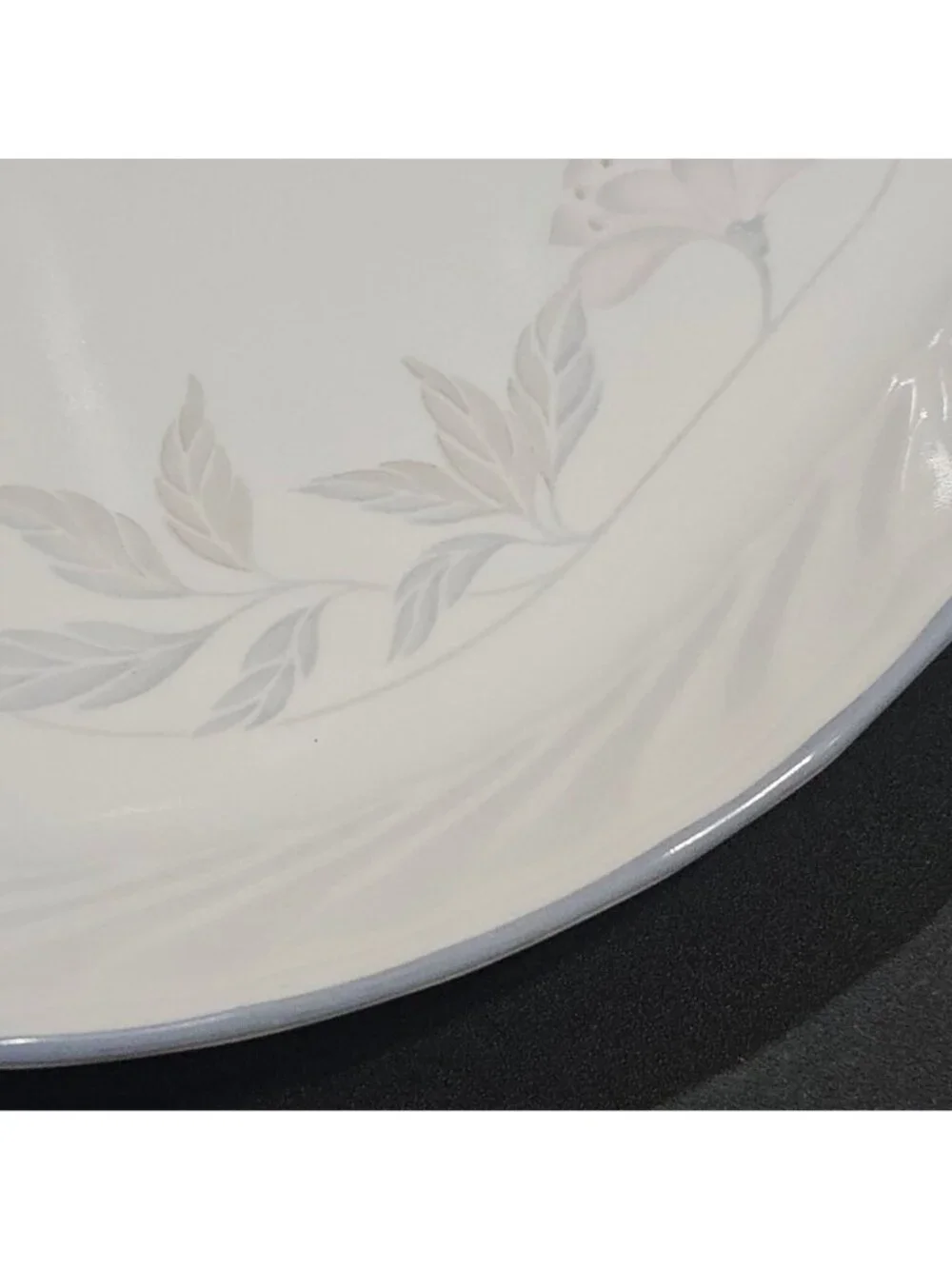 Corelle Pink Trio Platter 12" white blue band floral oval swirl on border - Picture 7 of 9